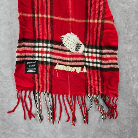 Cashmink Red Plaid Tartan Fringe Wrap Angela Pencil Patch Shawl Scarves Scarf - Picture 5 of 6